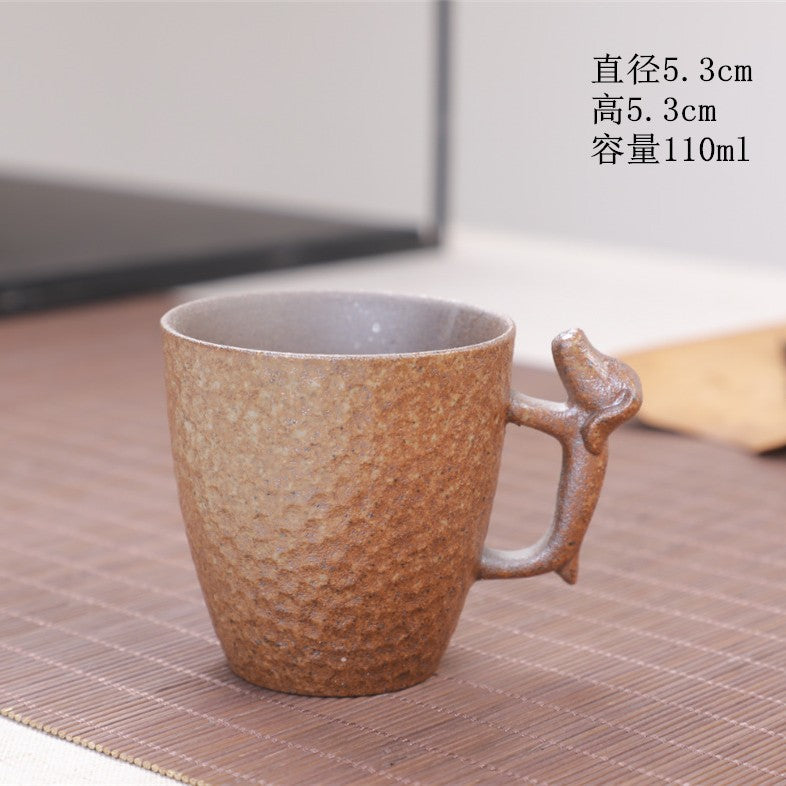 Coarse Pottery Tea Cup Creative Tea Cup Japanese Style Tea Cup Cross-Border Supply Retro Ceramic Master Cup Kung Fu Small Tea Bowl