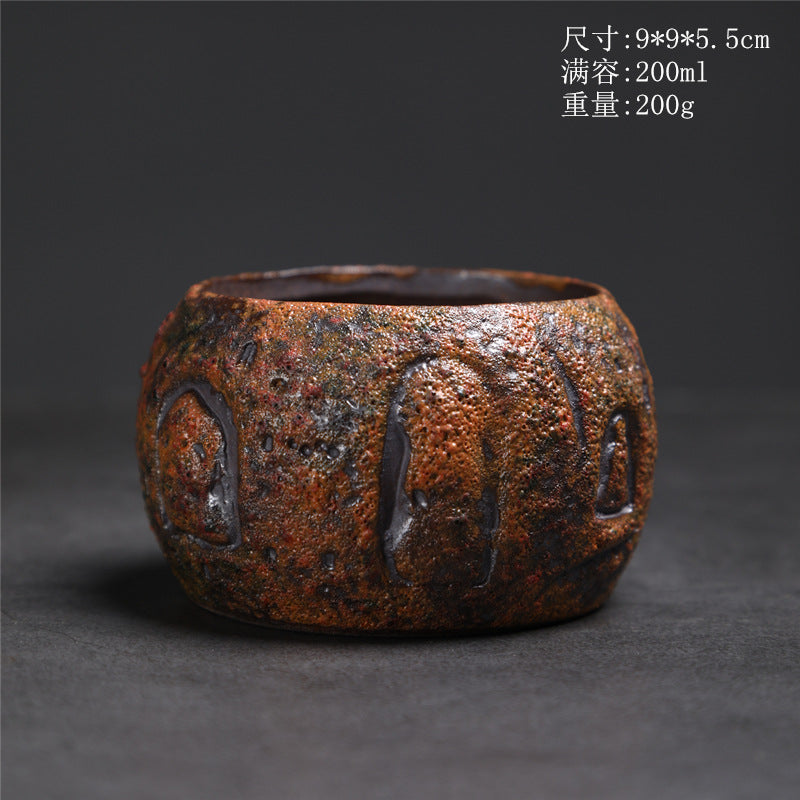 Coarse Pottery Tea Cup Creative Tea Cup Japanese Style Tea Cup Cross-Border Supply Retro Ceramic Master Cup Kung Fu Small Tea Bowl