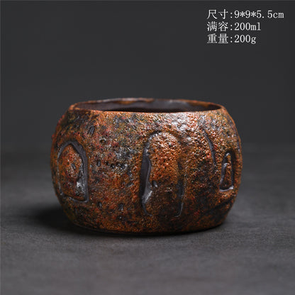 Coarse Pottery Tea Cup Creative Tea Cup Japanese Style Tea Cup Cross-Border Supply Retro Ceramic Master Cup Kung Fu Small Tea Bowl