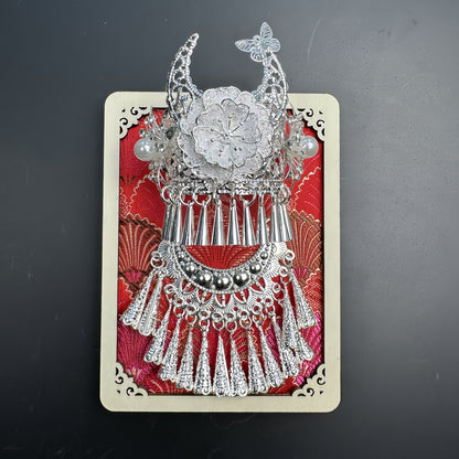 Guizhou Miao Ethnic Cultural Creative Refrigerator Magnet Dai Embroidery Cloth Large and Small Frame Three-Dimensional Phoenix Looking Back Guizhou Tourist Souvenir