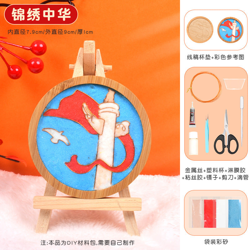 Cloisonné Enamel diy Material Kit Cloisonné Coaster Chinese Style Handmade Team Building Warm-Up Activity Manufacturer Wholesale