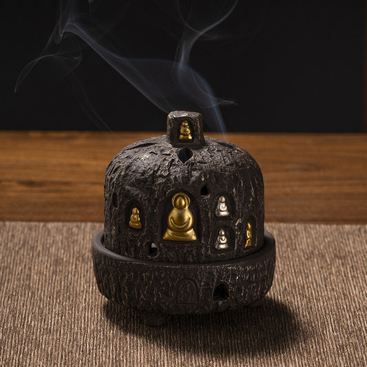 Incense Burner Dunhuang Zen Buddha Purple Clay Gourd Chinese Style Home Incense Tray Holder Incense Stick Agarwood Indoor Incense Box