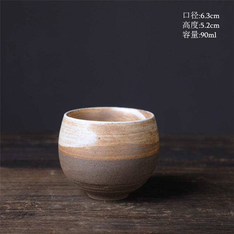 Coarse Pottery Tea Cup Creative Tea Cup Japanese Style Tea Cup Cross-Border Supply Retro Ceramic Master Cup Kung Fu Small Tea Bowl