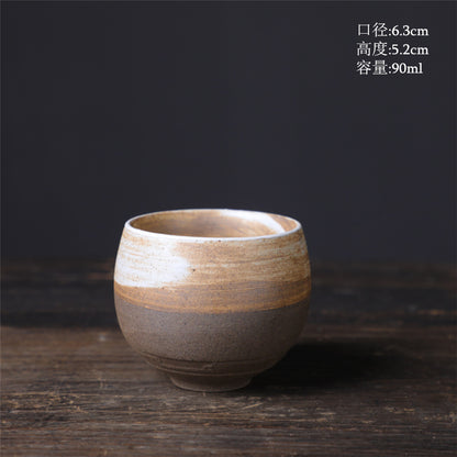 Coarse Pottery Tea Cup Creative Tea Cup Japanese Style Tea Cup Cross-Border Supply Retro Ceramic Master Cup Kung Fu Small Tea Bowl